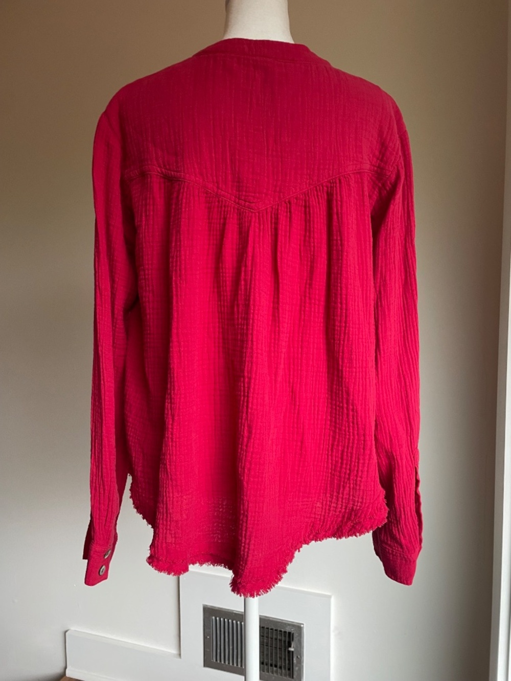Free People Pullover Gauze Top Boxy Boho Oversized Changing Horizons Red XS - Picture 7 of 10